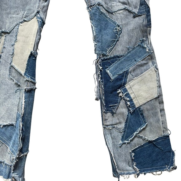 MNML Blue Patchwork Relaxed Jeans - Picture 4 of 10